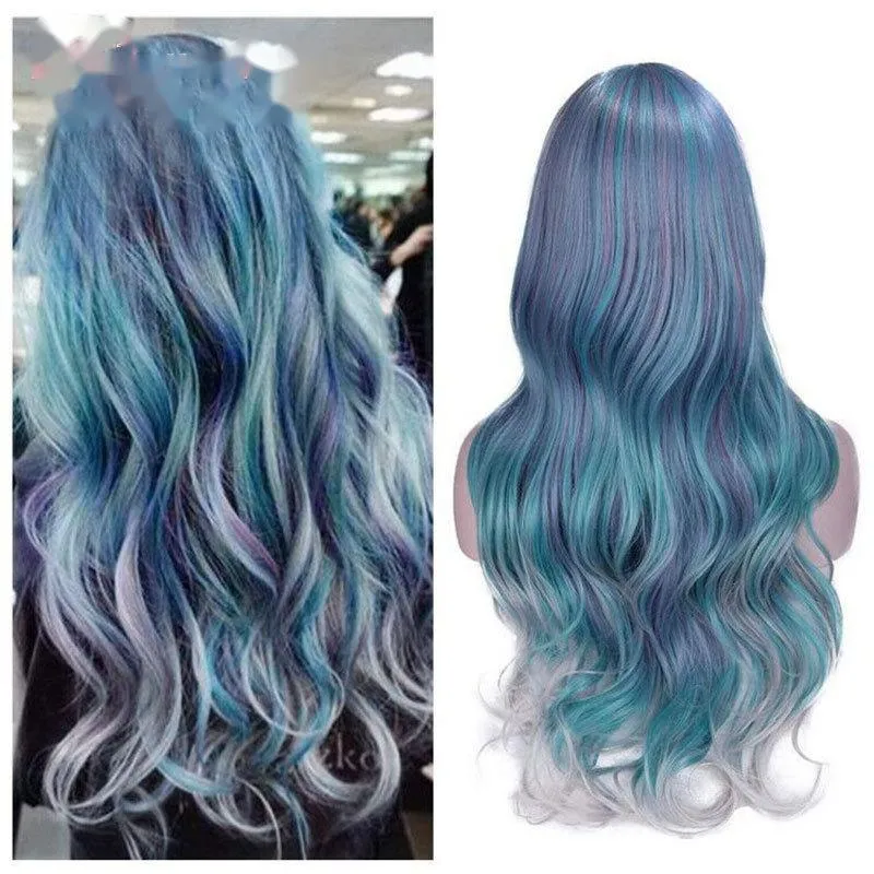 Long curly high temperature wire wig headgear in picture colour for general use