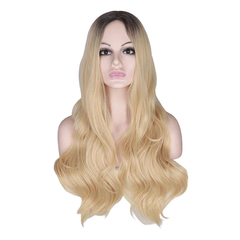 Long curly high temperature wire wig headgear in picture colour for general use