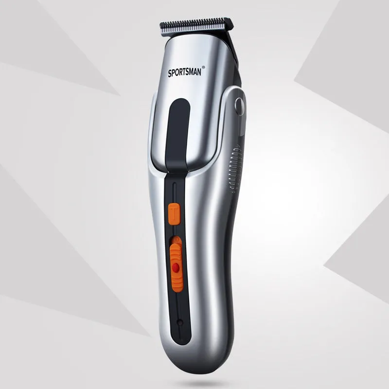Silver electric hair clipper with high-efficiency alloy sharp angle cutter head