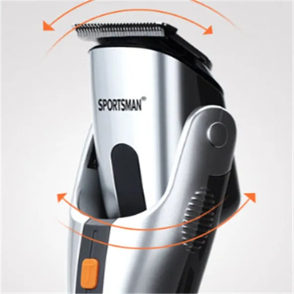 Silver electric hair clipper with high-efficiency alloy sharp angle cutter head