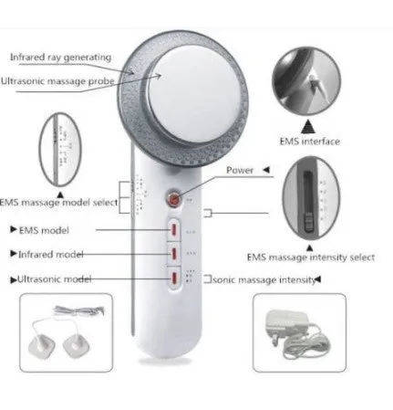 3-in-1 slimming massager with EMS infrared ultrasonic technology, portable device for body and face