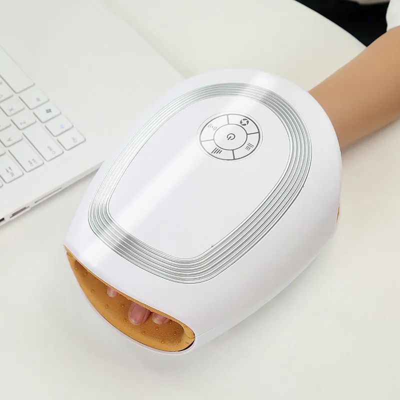 Electric airbag hand massager with heating, zinc alloy shell, 3D wave rolling for palm and finger joint physiotherapy