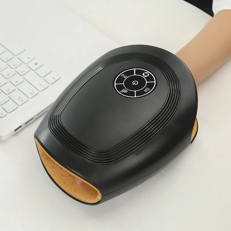 Electric airbag hand massager with heating, zinc alloy shell, 3D wave rolling for palm and finger joint physiotherapy