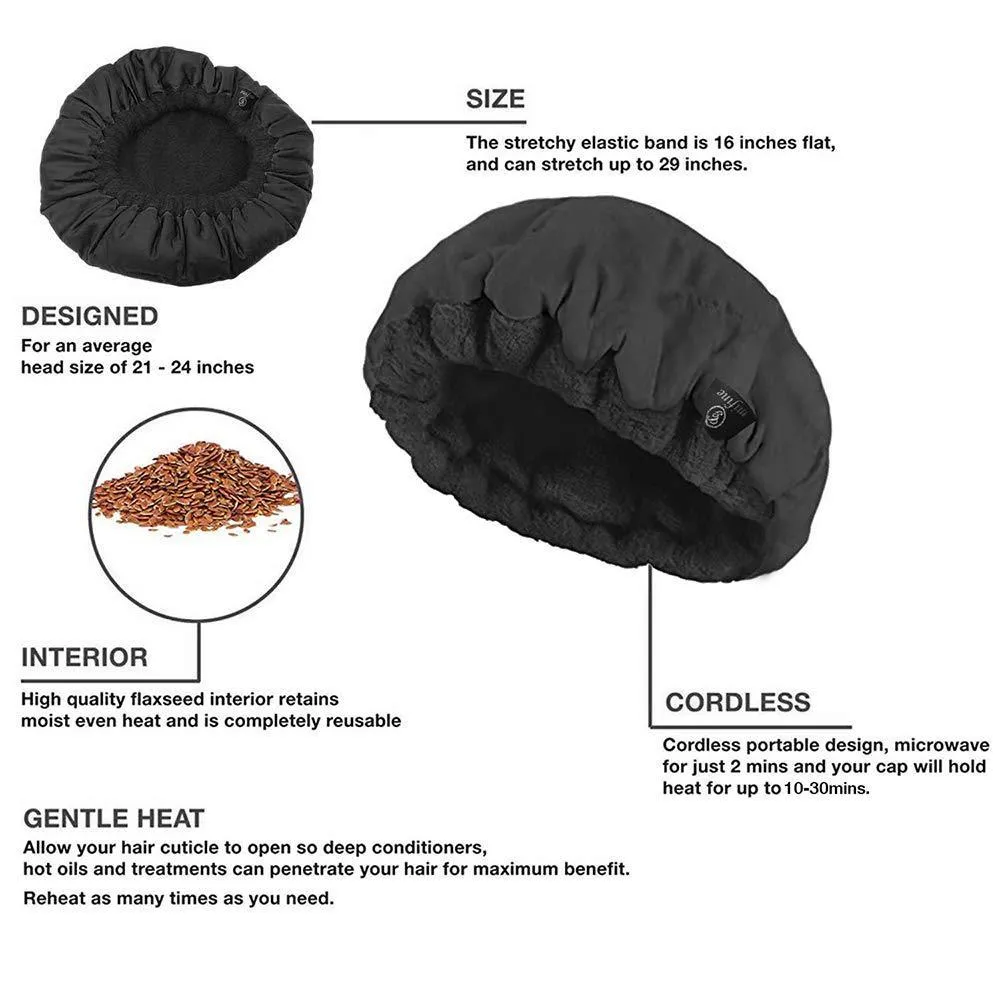 Flaxseed care cap oiled hair mask dry hair cap in black cotton cloth 25cm length