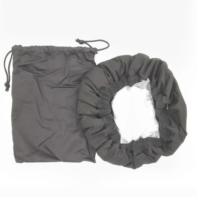 Flaxseed care cap oiled hair mask dry hair cap in black cotton cloth 25cm length