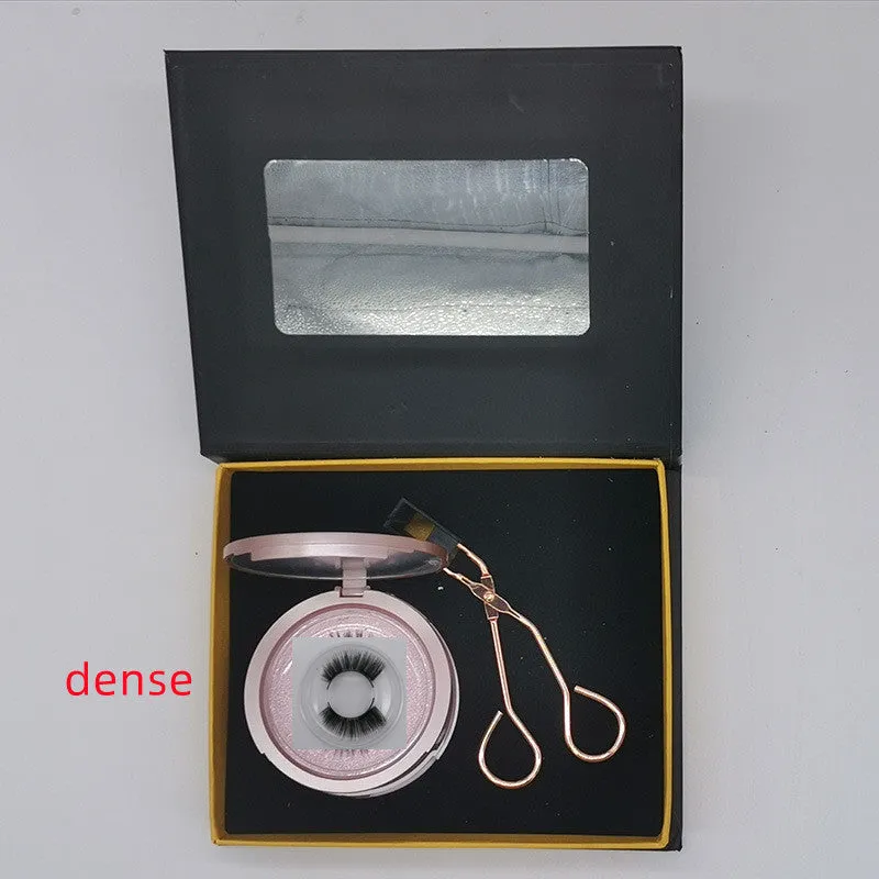Magnetic false eyelashes in black with hard magnetic material and quantum clip on pink folding box
