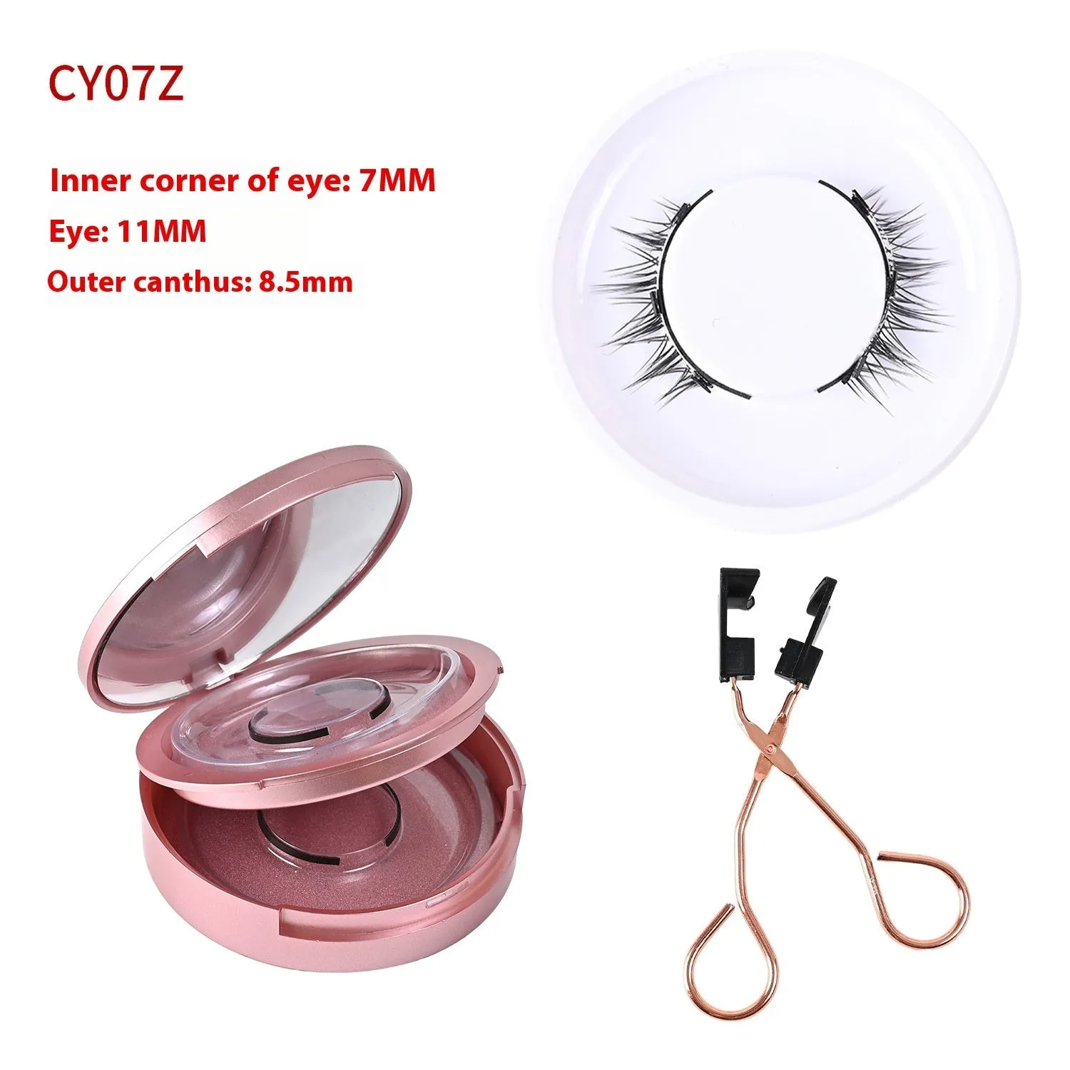 Magnetic false eyelashes in black with hard magnetic material and quantum clip on pink folding box
