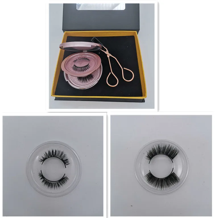 Magnetic false eyelashes in black with hard magnetic material and quantum clip on pink folding box