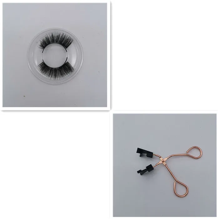 Magnetic false eyelashes in black with hard magnetic material and quantum clip on pink folding box