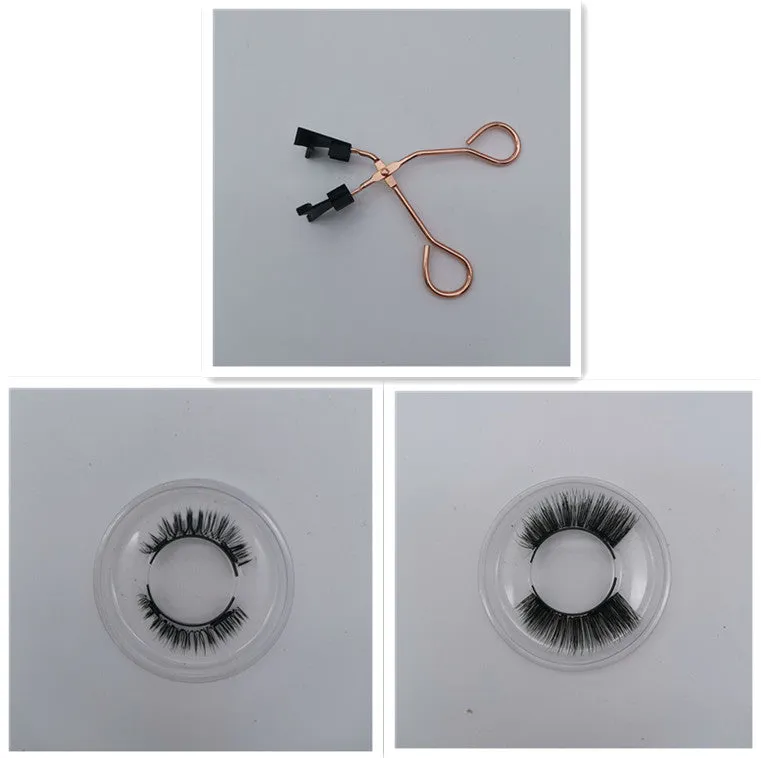 Magnetic false eyelashes in black with hard magnetic material and quantum clip on pink folding box