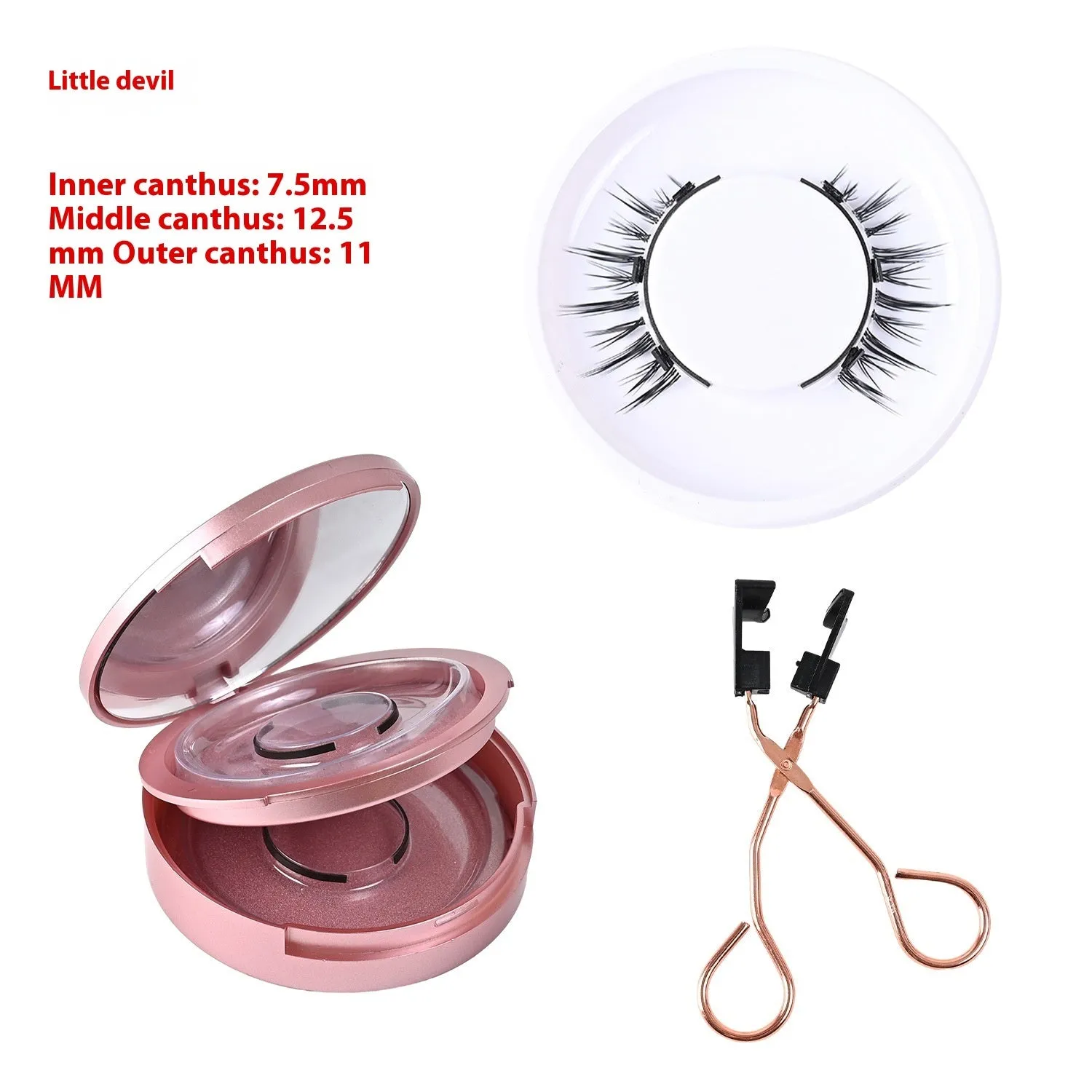 Magnetic false eyelashes in black with hard magnetic material and quantum clip on pink folding box