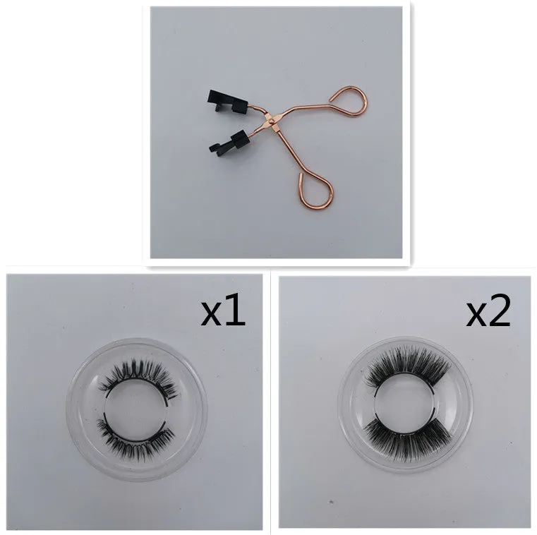 Magnetic false eyelashes in black with hard magnetic material and quantum clip on pink folding box