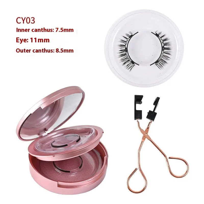 Magnetic false eyelashes in black with hard magnetic material and quantum clip on pink folding box