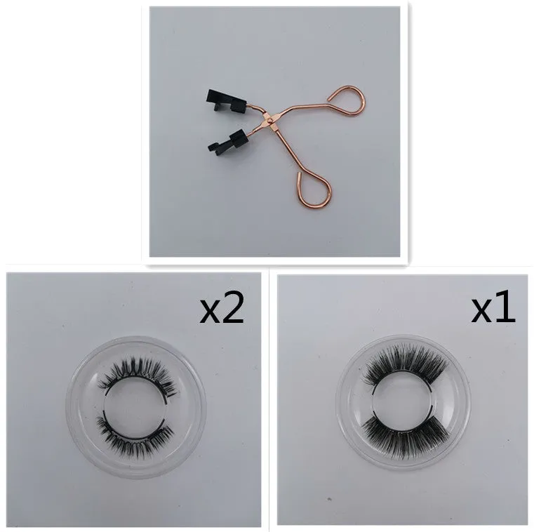 Magnetic false eyelashes in black with hard magnetic material and quantum clip on pink folding box