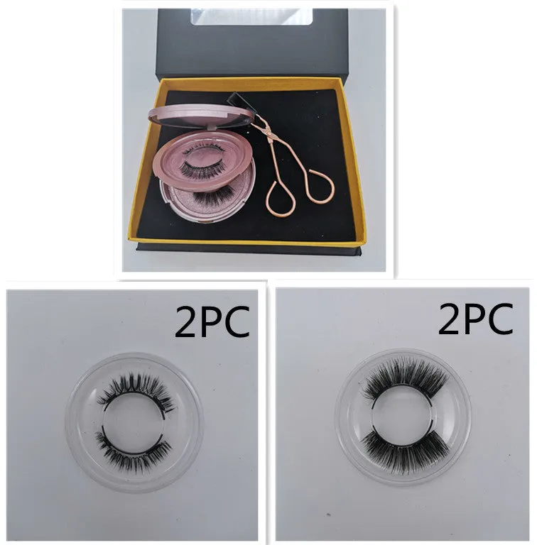 Magnetic false eyelashes in black with hard magnetic material and quantum clip on pink folding box