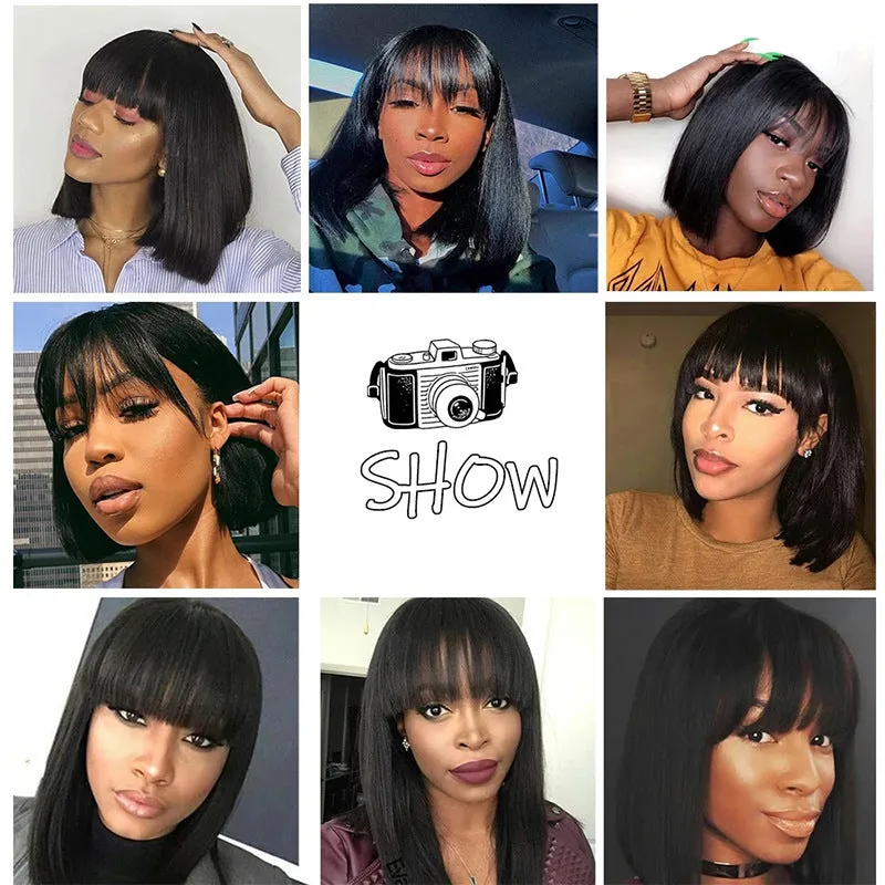 Women's hand-cranked real hair wavy wig natural colour medium length with mechanical rotating wave design