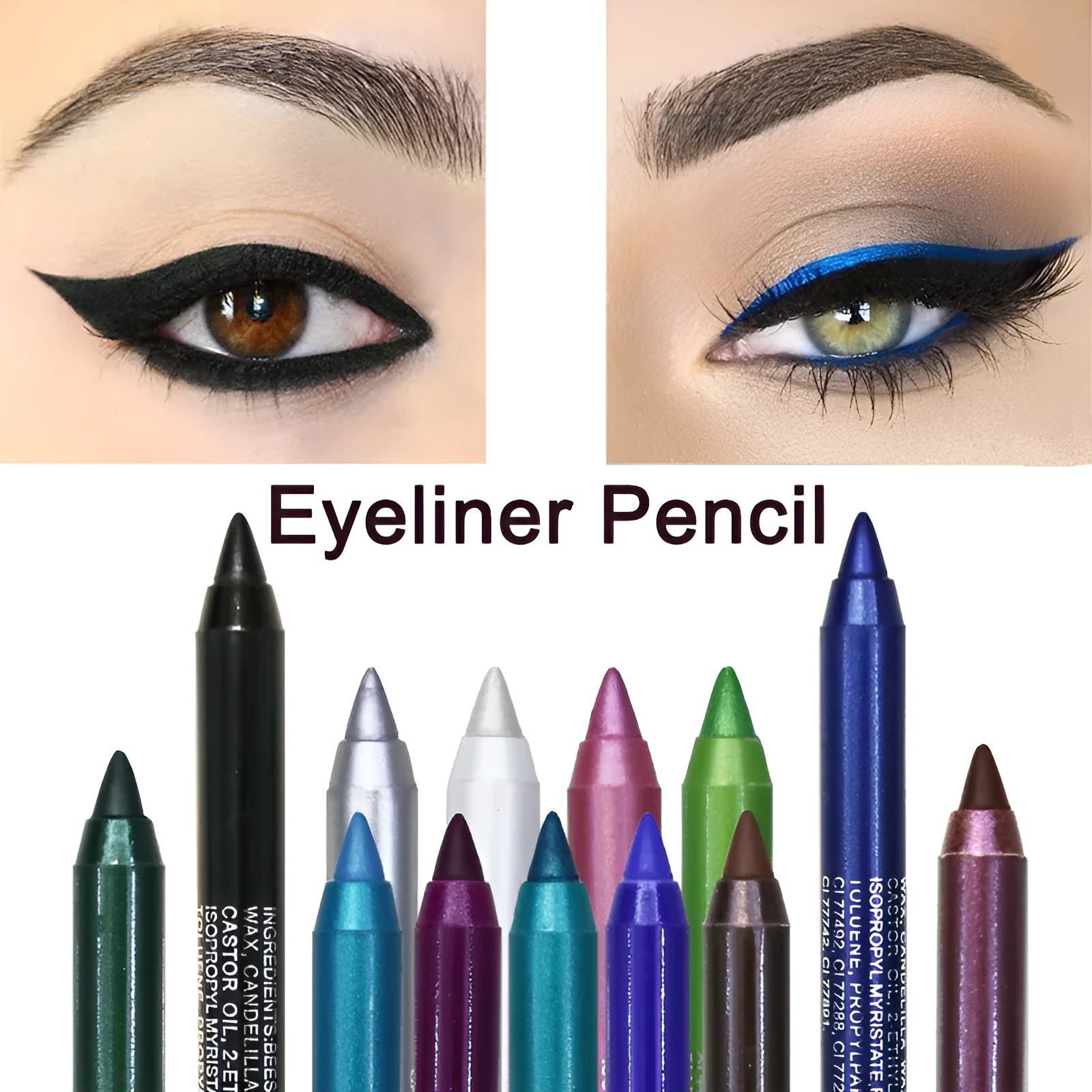 Dual use gel eyeliner pen waterproof sweat proof in 14 colours including black and espresso