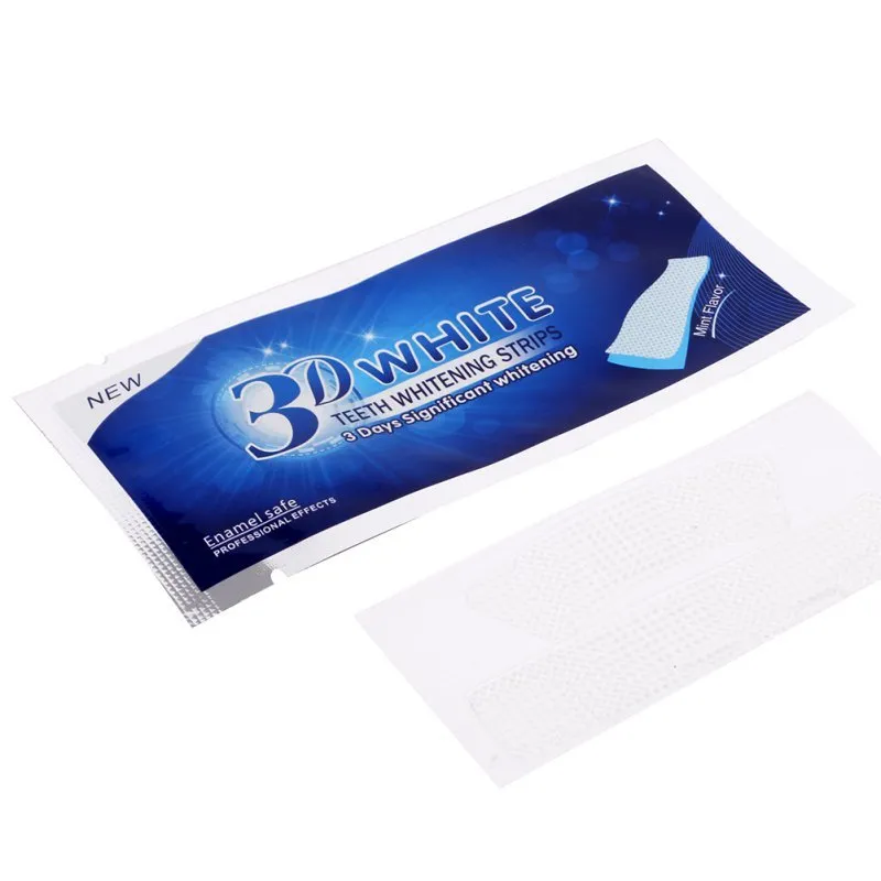 Box of 14 pairs teeth whitening strips with hydrogen peroxide 6% fresh mint flavour, 5x7x2cm box