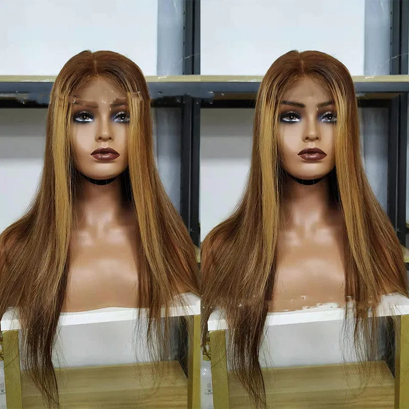 Piano Color P4.27 Brazilian human hair straight lace front wig with 4x4 lace closure