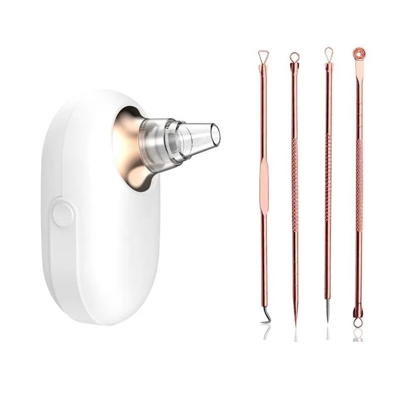 Rechargeable blackhead electric cleanser in gold for deep facial cleaning and acne treatment at home