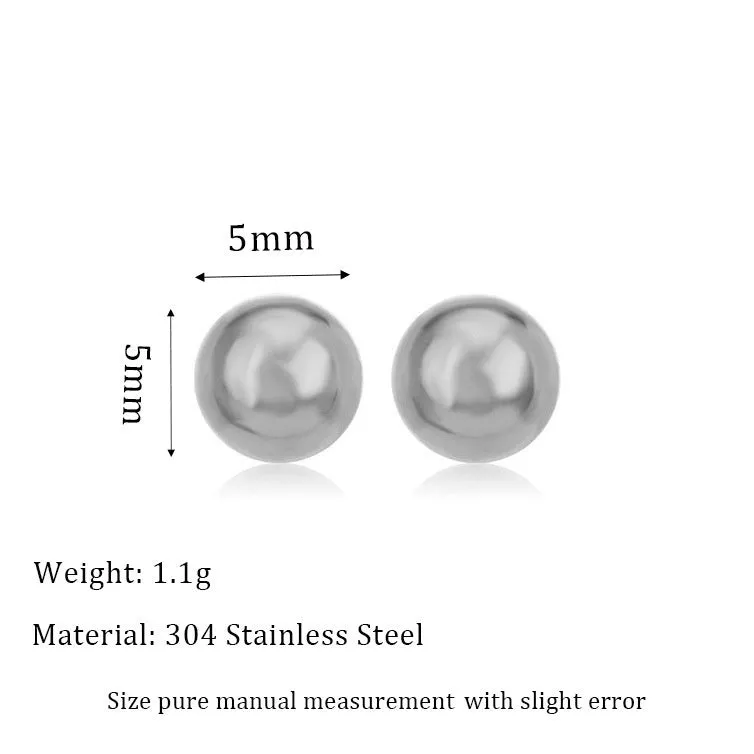 Titanium steel ball stud earrings with round geometric design in gold and silver electroplated finishes