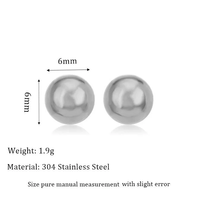 Titanium steel ball stud earrings with round geometric design in gold and silver electroplated finishes
