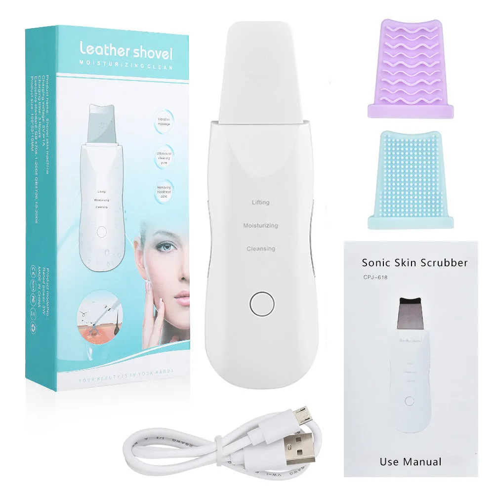 White ABS plastic multi-function facial beauty instrument set including colour light device, nano mist, acne needle and blackhead sucker
