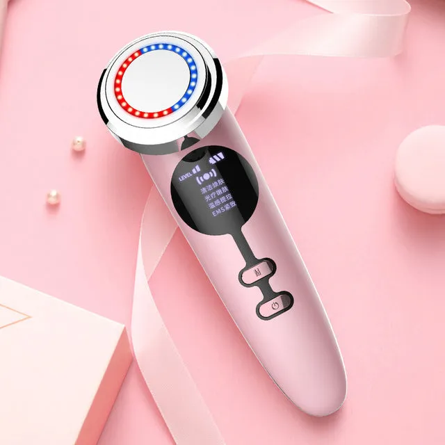 Beauty face washing instrument in white luxury colour with plastic and alloy body and charging cable