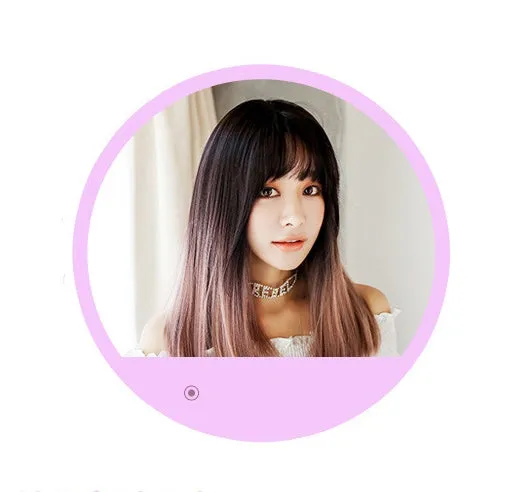Long straight chemical fibre wig with black top net in pink purple three-colour gradient