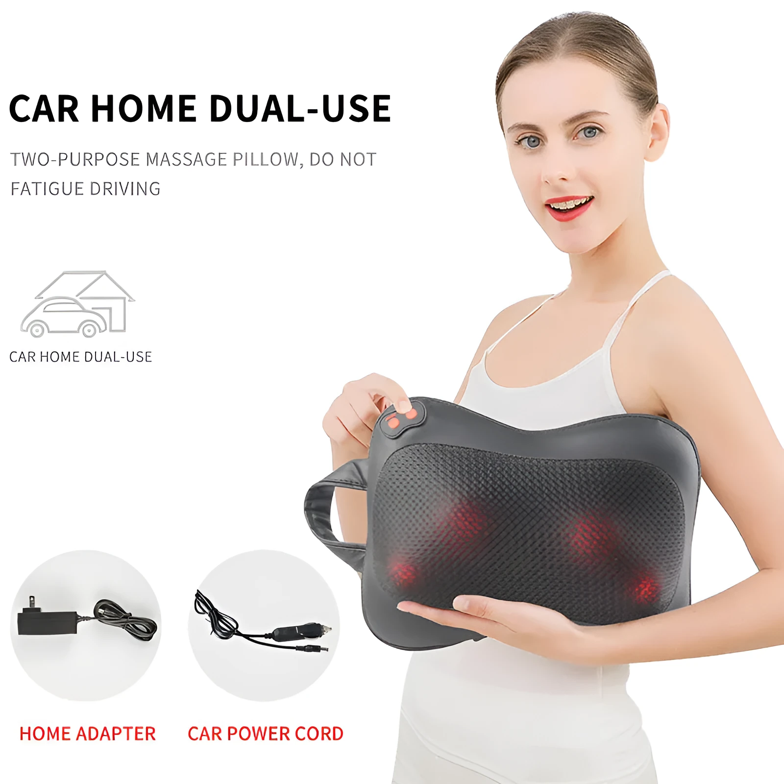 Chargeable massage occipital cervical vertebra massager in black with multi-head design and control panel