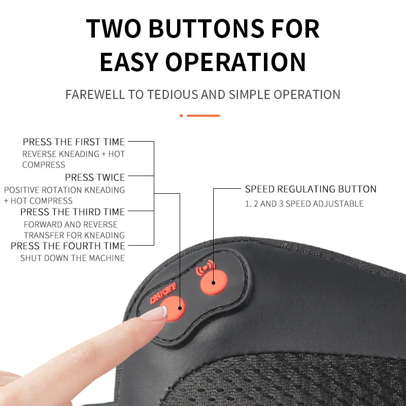 Chargeable massage occipital cervical vertebra massager in black with multi-head design and control panel