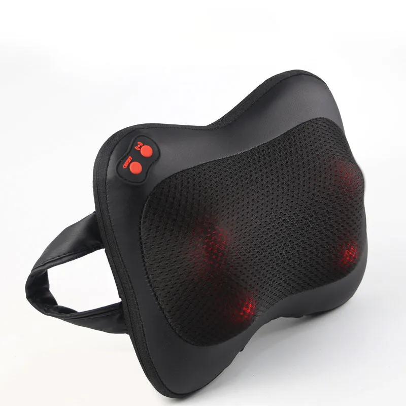 Chargeable massage occipital cervical vertebra massager in black with multi-head design and control panel