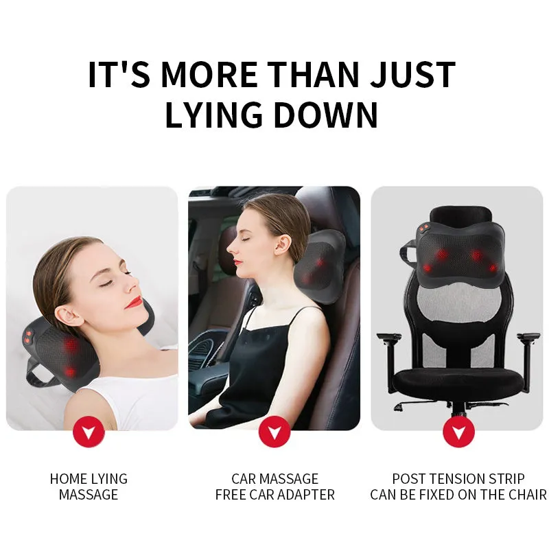 Chargeable massage occipital cervical vertebra massager in black with multi-head design and control panel