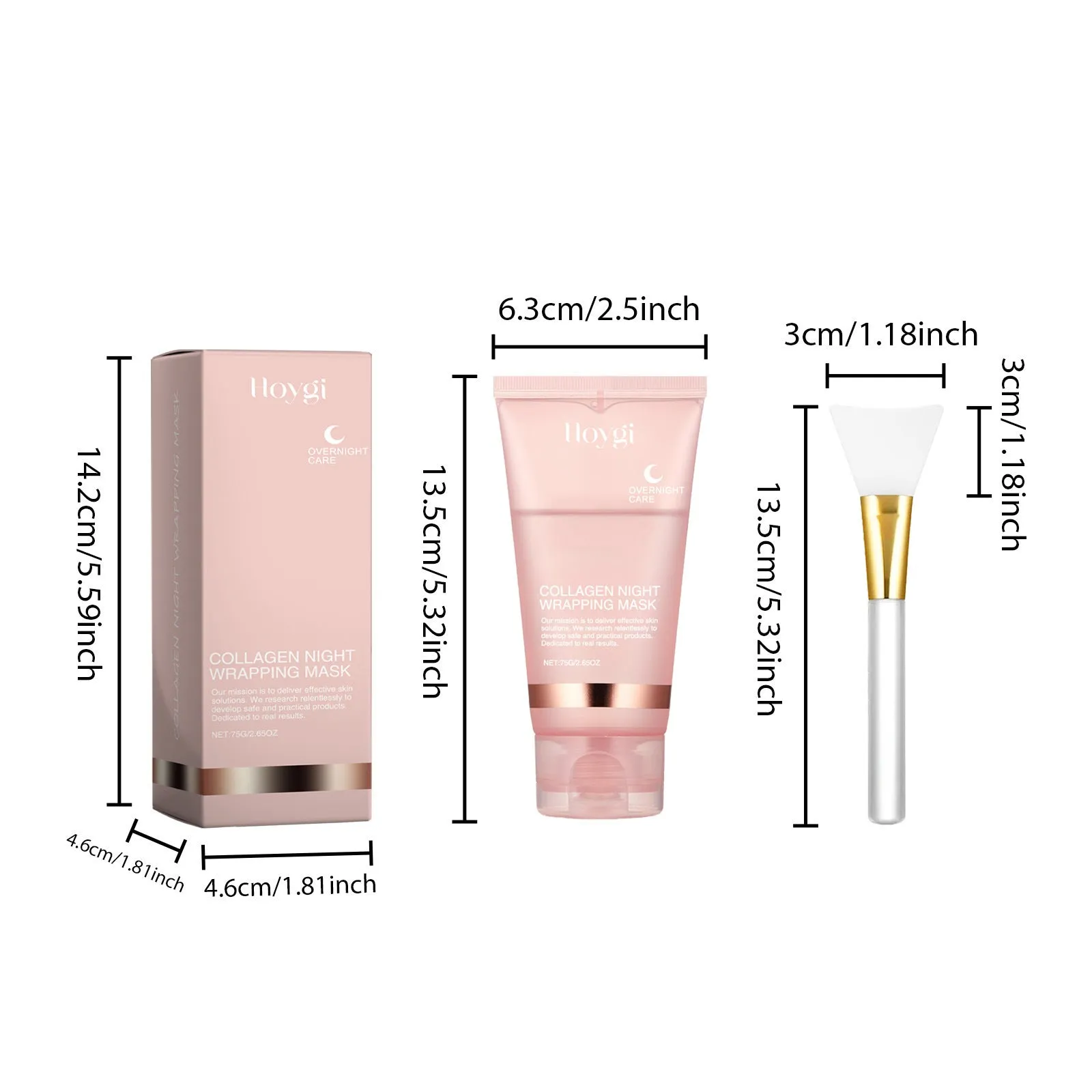 Collagen tearing mask with brush 75g for facial cleansing and moisturising in a white tube