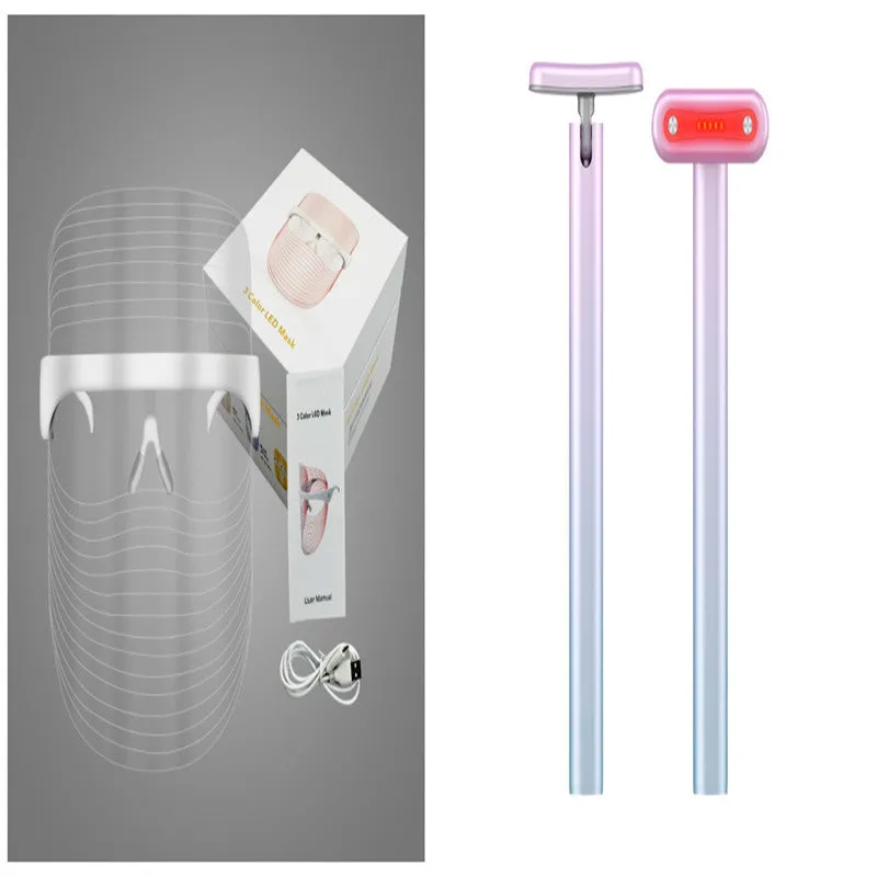 LED three-colour transparent beauty mask for home acne removing and skin whitening, packed size 18.5 x 20.5 x 14 cm