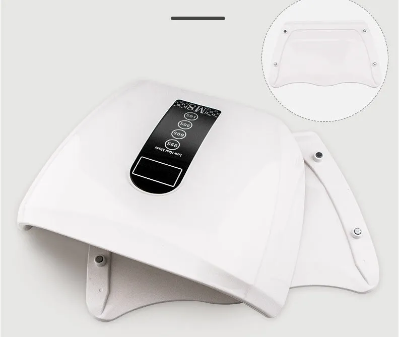 96W white LED nail dryer with 48 bulbs, infrared sensor, and removable tray, placed on a flat surface