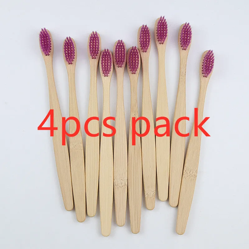 Rainbow bamboo toothbrush with natural biodegradable handle in assorted colours