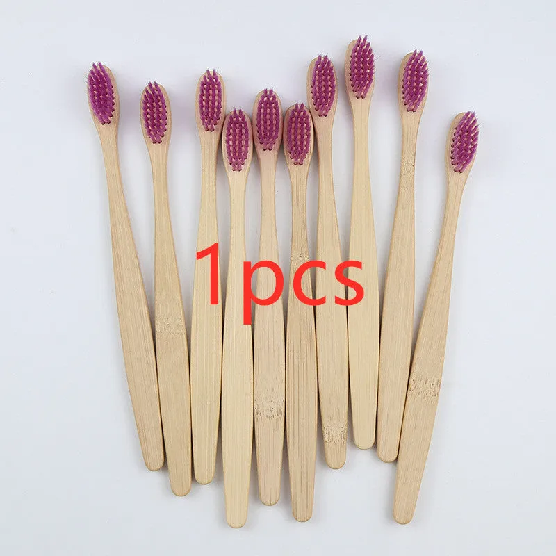 Rainbow bamboo toothbrush with natural biodegradable handle in assorted colours