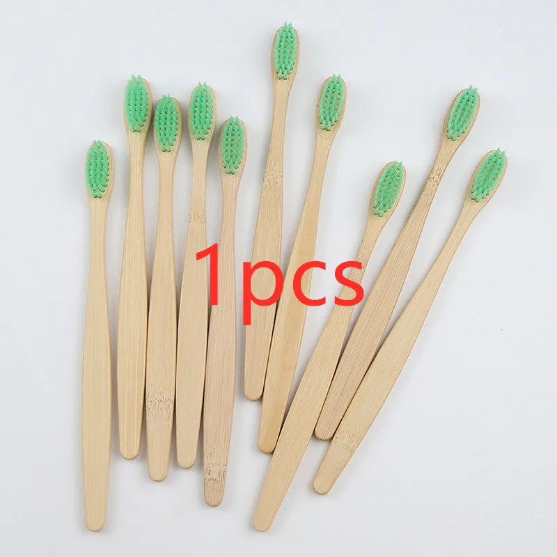 Rainbow bamboo toothbrush with natural biodegradable handle in assorted colours