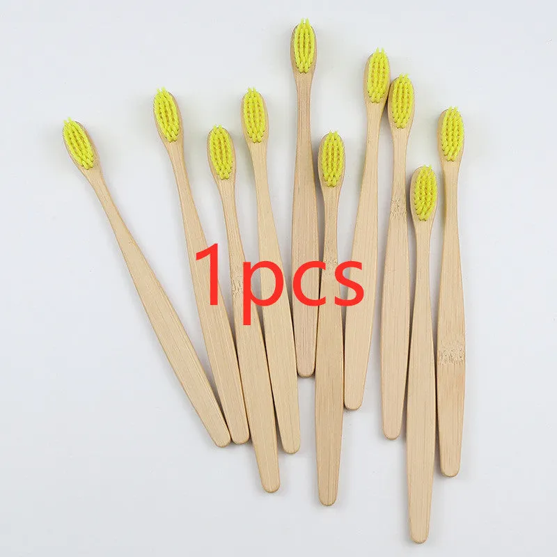 Rainbow bamboo toothbrush with natural biodegradable handle in assorted colours