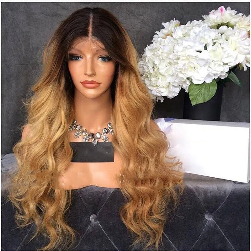 Matte synthetic hair wig in Gold colour, 65cm length, high temperature resistant fibre, adjustable elastic buckle for 52-56cm head size