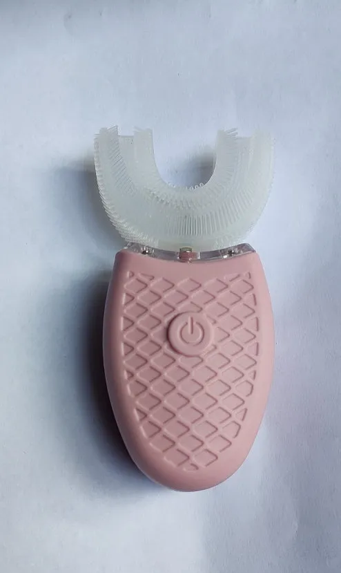 360 degrees electric toothbrush U type with silicone head and three cleaning modes in white colour