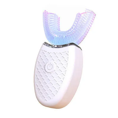 360 degrees electric toothbrush U type with silicone head and three cleaning modes in white colour