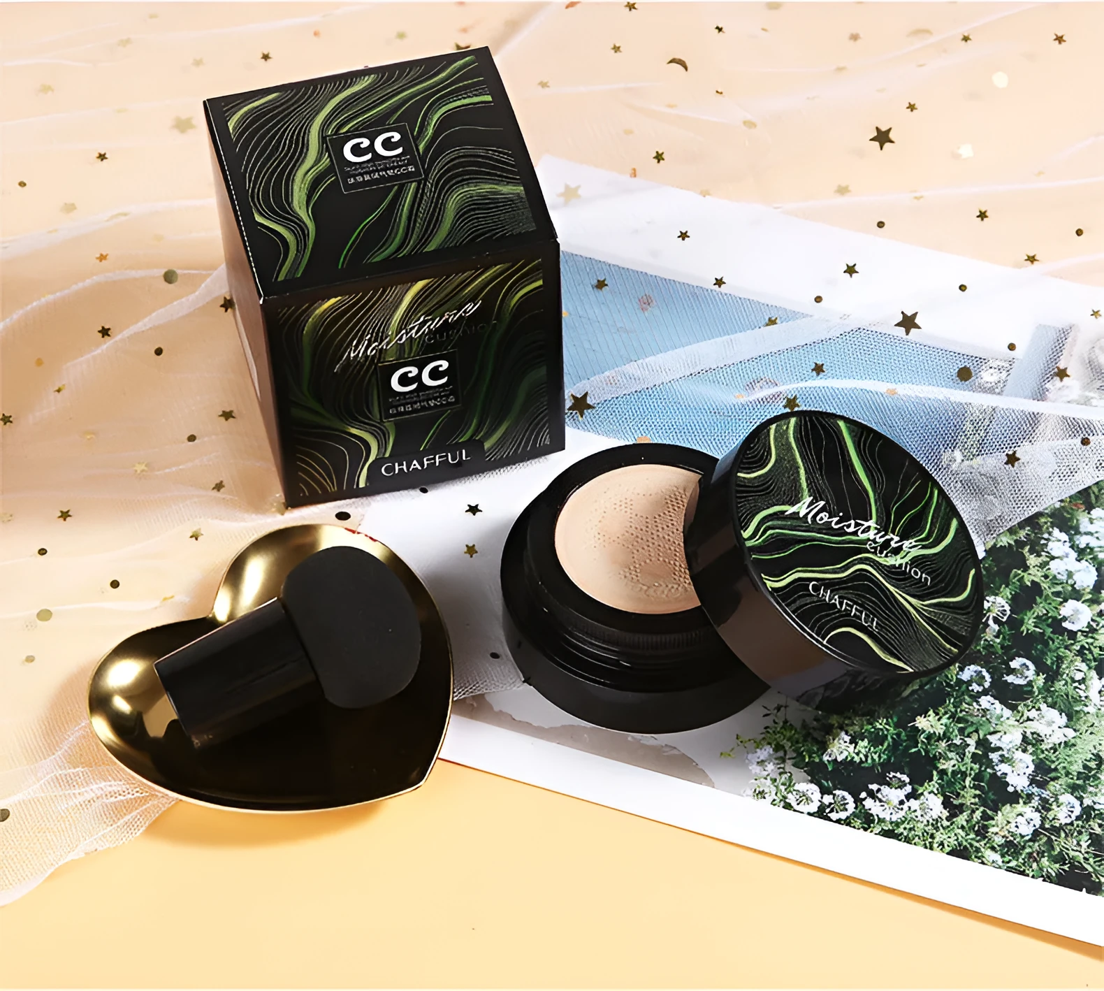 Air cushion BB cream with mushroom sponge in compact case, Ivory 01 shade