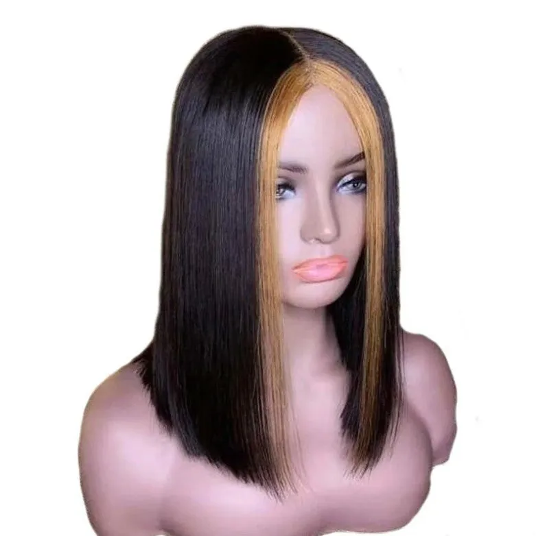 Real lace wig in short straight style with 13x4 headgear and stretch net base, 100% human hair
