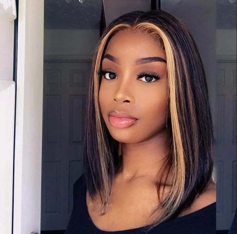 Real lace wig in short straight style with 13x4 headgear and stretch net base, 100% human hair