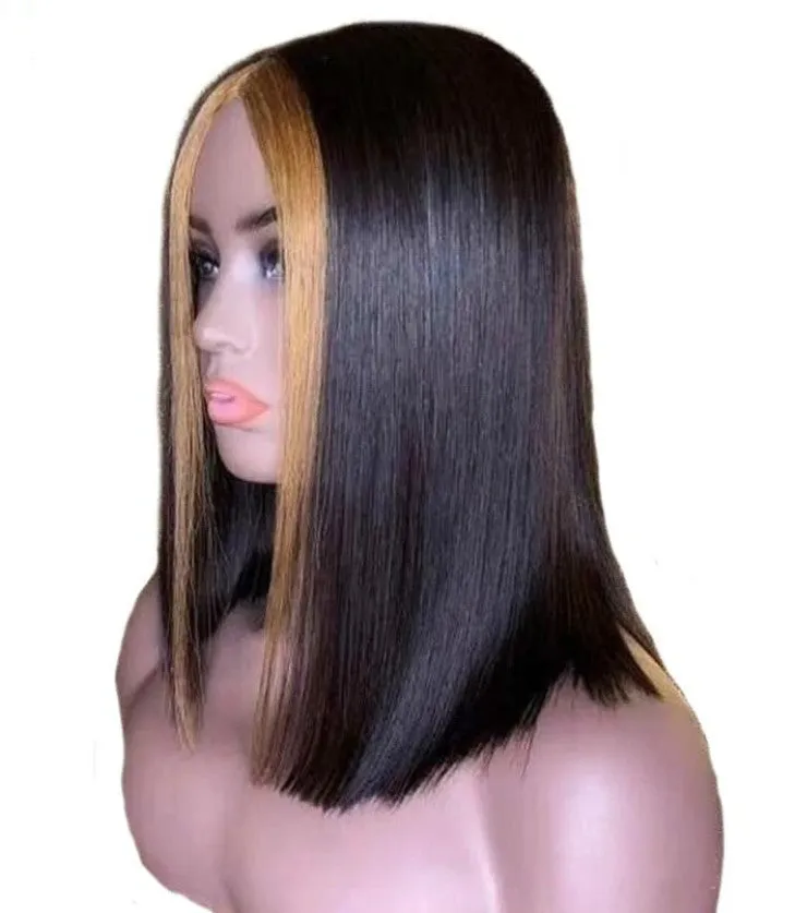 Real lace wig in short straight style with 13x4 headgear and stretch net base, 100% human hair