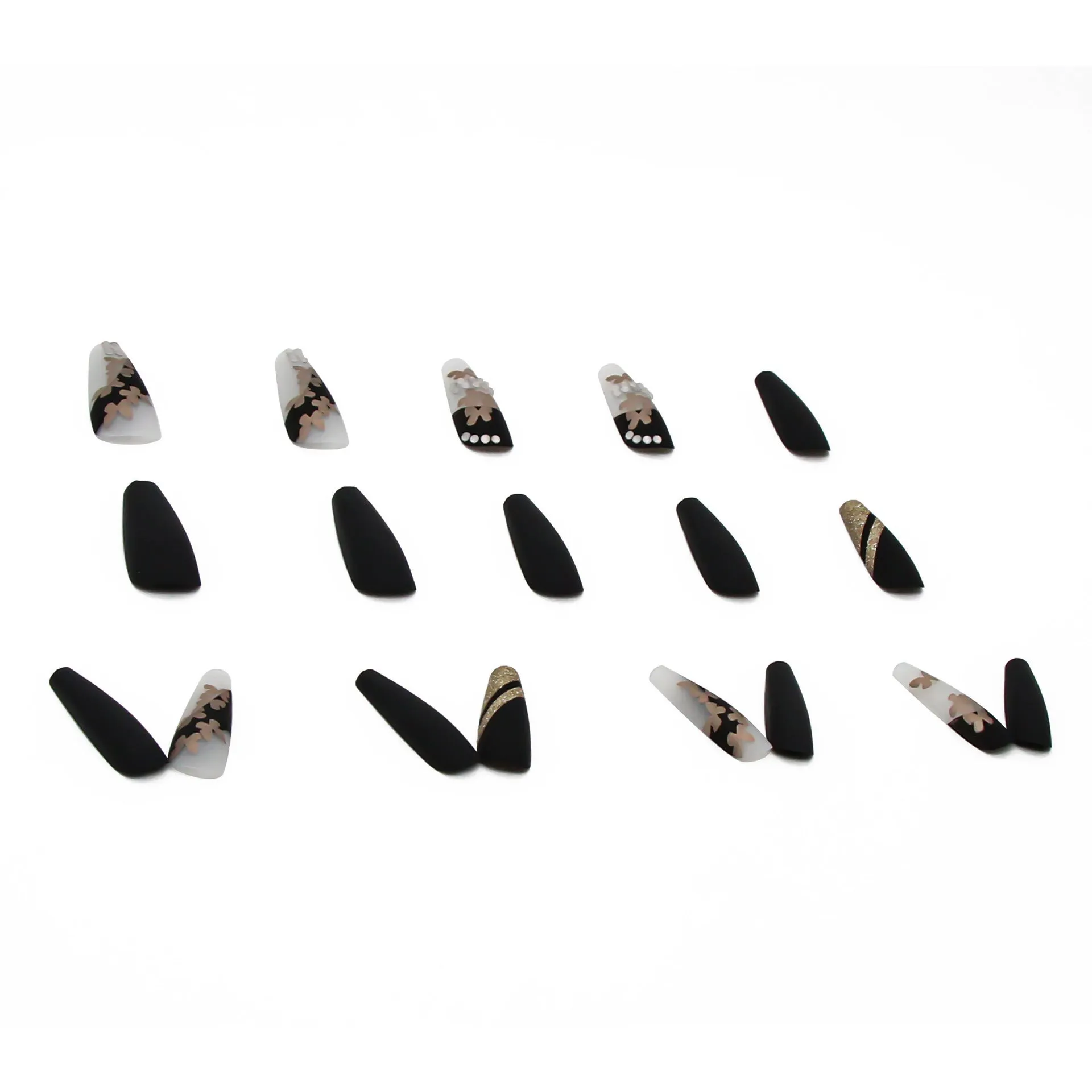 Z194 golden butterfly detachable nail polish patch with glue, 24 pieces per box