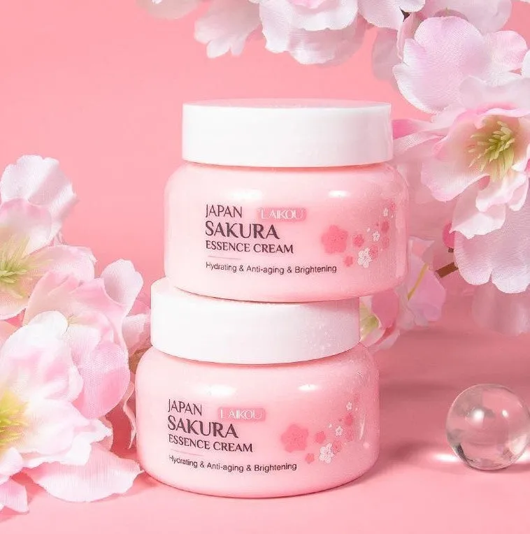 Sakura 4-piece skincare set with cleansing essence eye cream and face cream for hydrating moisturising