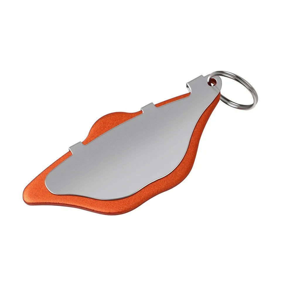 Mountain bike disc brake pads in black and orange with adjustment flap